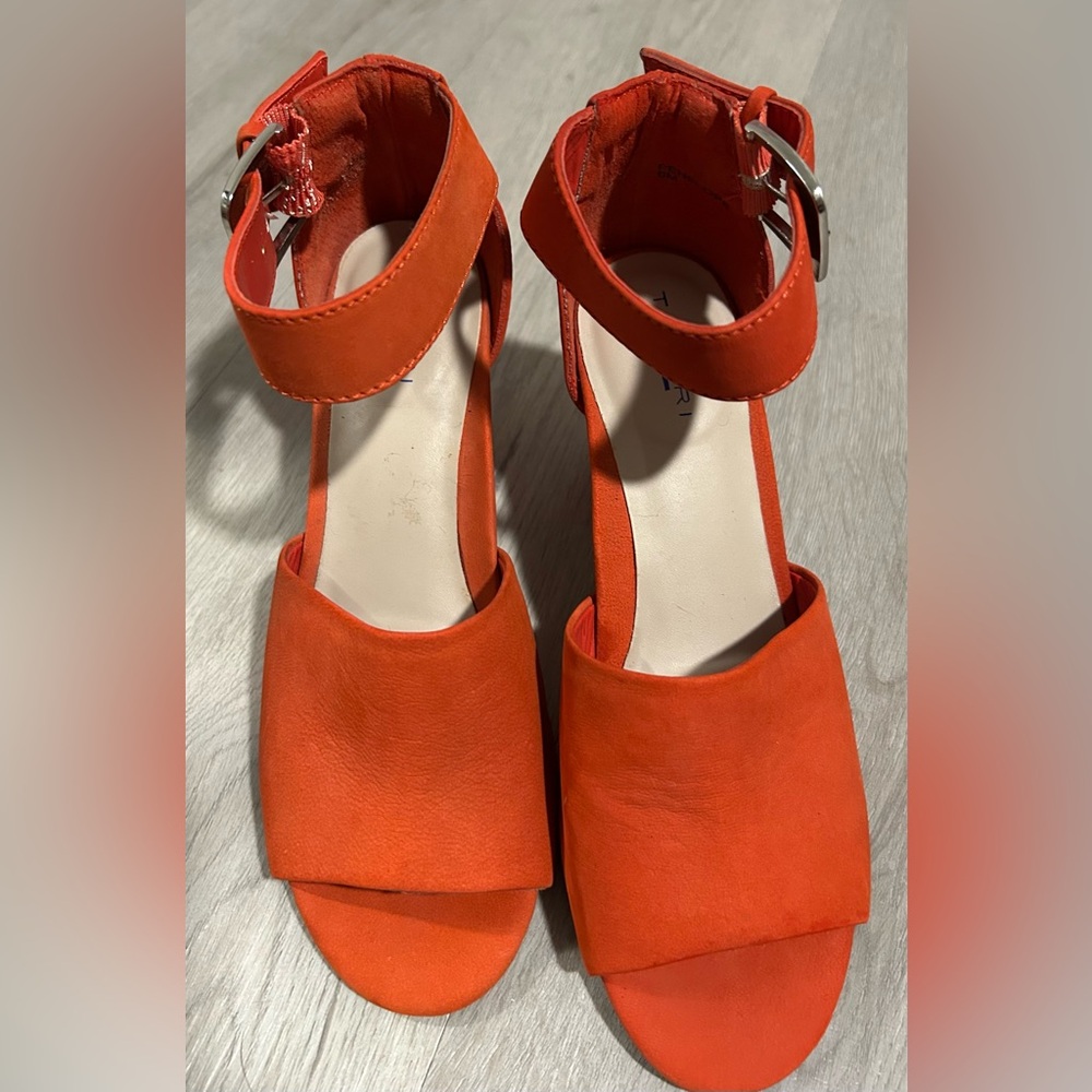 Vibrant Orange Heels with Chunky Block Heel and Ankle Strap